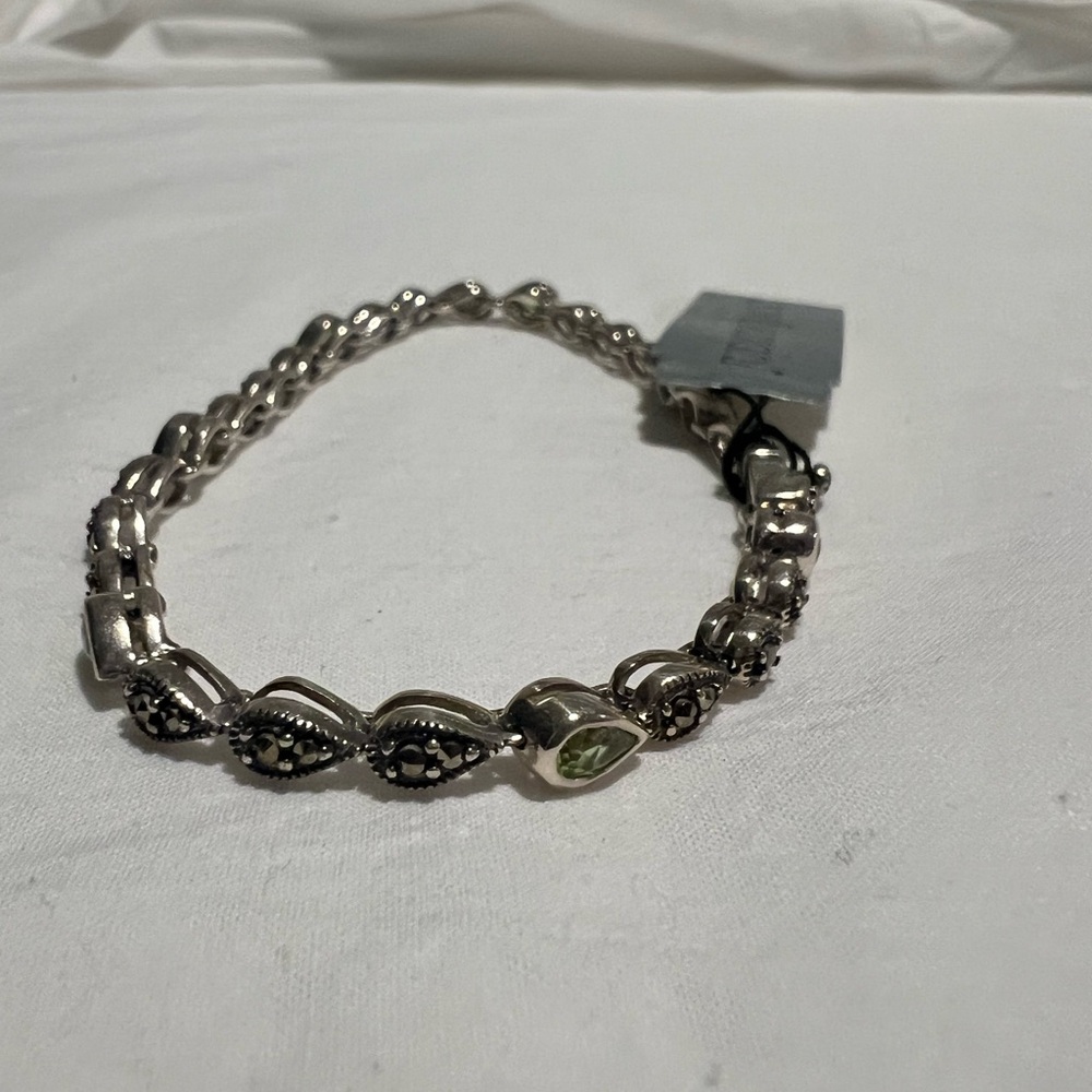 Judith Jack 925 Silver Bracelet with Green Highlights